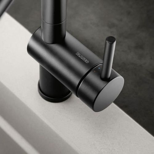 Mitigeur Robinet Cuisine Linus Bec Orientable 360° Avec Douchette 2 Jets Noir Mat