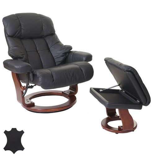 Mca Fauteuil Relax Calgary Xxl Cuir Charge 180kg Noir Aspect Noix