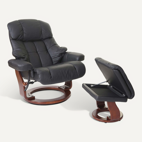Mca Fauteuil Relax Calgary Xxl Cuir Charge 180kg Noir Aspect Noix