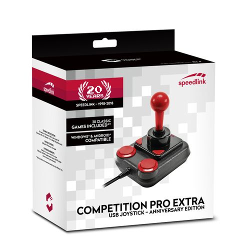 Competition Pro Extra Joystick Android,pc Analogique Usb 1.1 Noir, Rouge