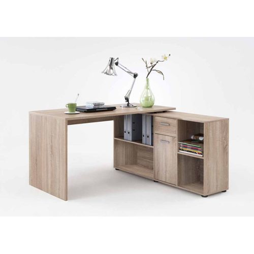 Bureau D'angle Réversible "oxela" 135cm Chêne Clair