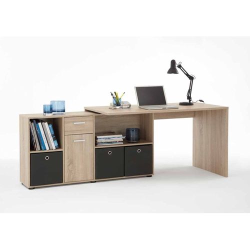 Bureau D'angle Réversible "oxela" 135cm Chêne Clair