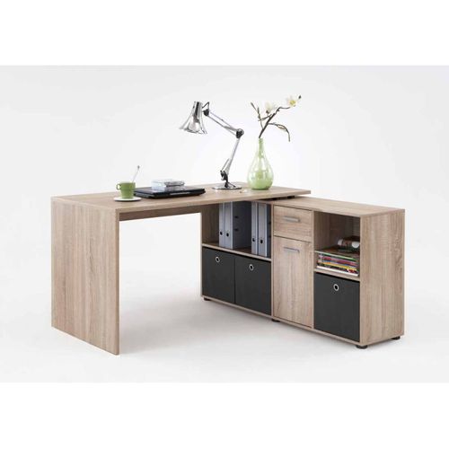 Bureau D'angle Réversible "oxela" 135cm Chêne Clair