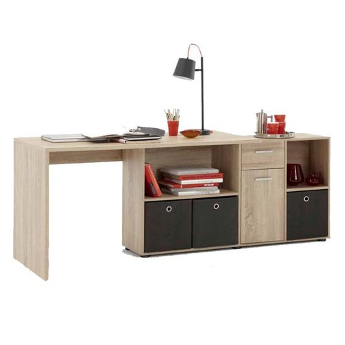 Bureau D'angle Réversible "oxela" 135cm Chêne Clair