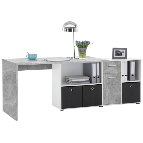 Bureau D'angle Réversible "oxela" 135cm Gris