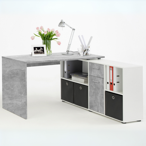 Bureau D'angle Réversible "oxela" 135cm Gris