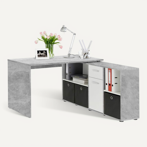 Bureau D'angle Réversible "oxela" 135cm Gris