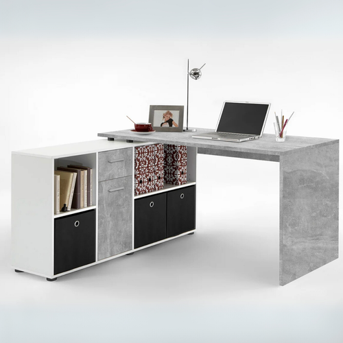 Bureau D'angle Réversible "oxela" 135cm Gris