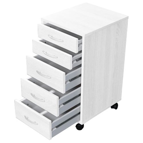 Classeur Mobile Avec 5 Tiroirs Blanc