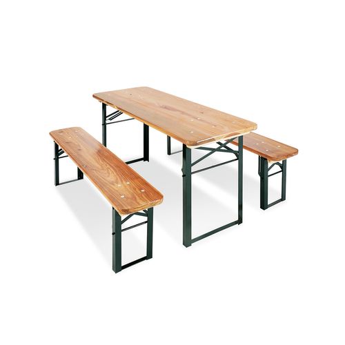 Ensemble De Table Et Bancs Avec Dossier Picnic For 4 Outdoor 4 Places - Bois Massif Résistant - 3