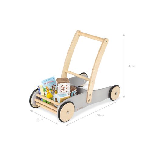 Chariot De Marché Pliable Gris - 30 Litres - Design Pratique Avec Fermeture Lacet Et Clip - Polyester Et Structure Métal