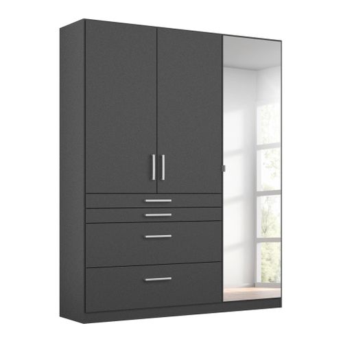 Armoire 3 portes 4 tiroirs L.136 cm PERLA gris foncé
