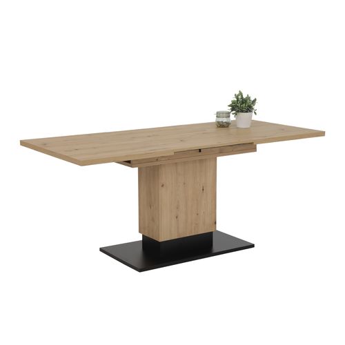 Table L.120+ 2 allonges LORENA imitation chêne/ noir