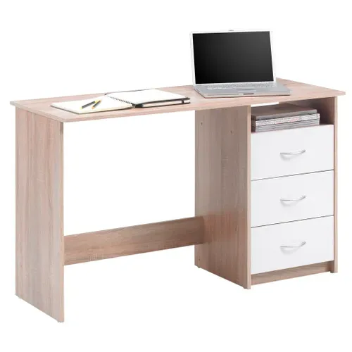 Bureau ADRIA Imitation chêne et blanc vue 3/4