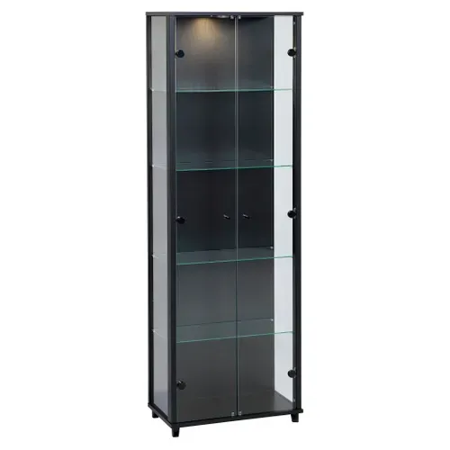 Vitrine 2 portes avec LED KARLA Noir vue 3/4