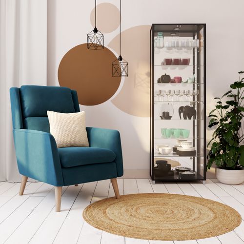 Vitrine 7 étagères CLATOU noir vue d'ambiance 1