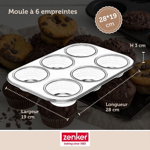 Zenker Moule À 6 Muffins, Moule À Cupcakes En Acier Antiadhésif 28 X 19 Cm