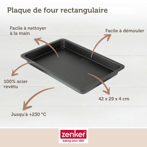 Plaque De Four Rectangulaire 42 X 29 Cm Black Metallic