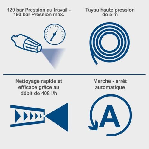 Nettoyeur Haute Pression électrique 180 Bar 2400 W, 5 M