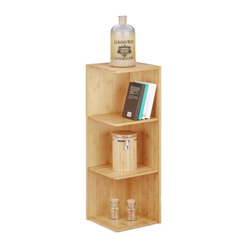 Etagère d'angle en bambou avec 3 niveaux 61x23x23cm 7house. marron