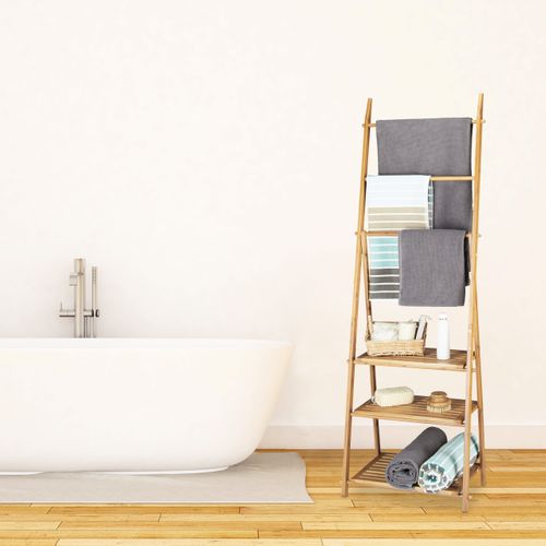 Étagère échelle Avec Porte-serviettes Pour Salle De Bain 152 X 53 X 31 Cm Bambou 81116600