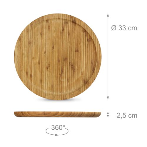 Relaxdays Assiette Service Tournante 360° Bambou 32 Cm - Plateau Fromage Apéritif