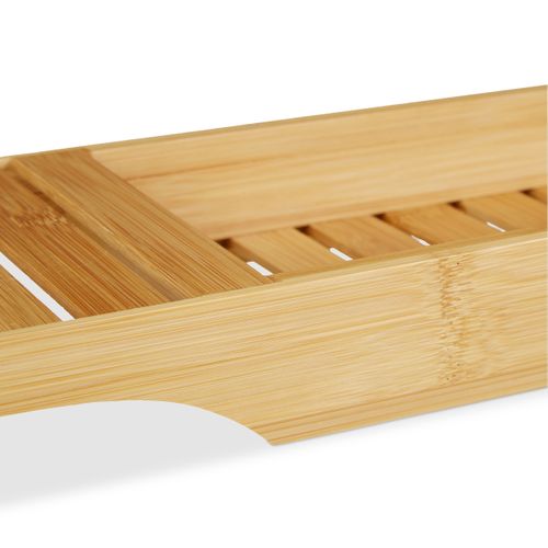 Relaxdays Pont De Baignoire XL Bambou Extensible 70-105 Cm - Plateau Luxe Avec Porte-Livre, Support Tablette & Verre à Vin