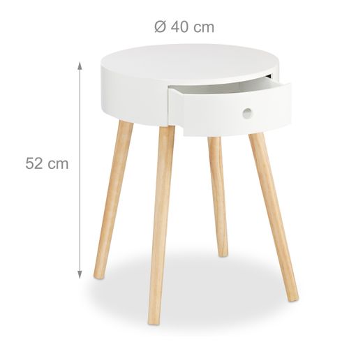 Table D’appoint Ronde à Tiroir Nordique
