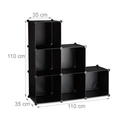 2x Étagère Escalier 6 Compartiments Noir