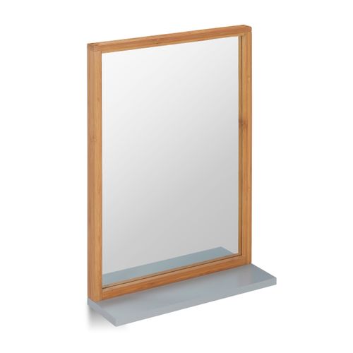 Miroir Mural En Bambou Avec Tablette
