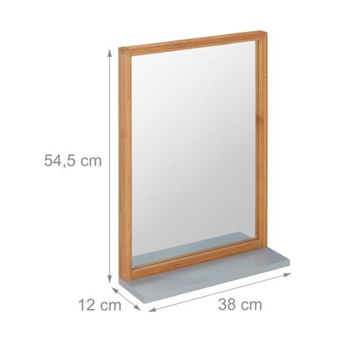 Miroir Mural En Bambou Avec Tablette