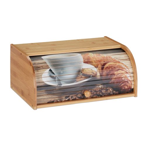 Boîte à Pain En Bambou à 2 étages Avec Fenêtre Acrylique - 39x25x32 Cm - Fermeture Magnétique, Rangement Optimal