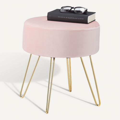Pouf Coiffeuse Avec Pieds En Métal Rose