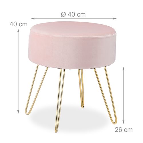 Pouf Coiffeuse Avec Pieds En Métal Rose