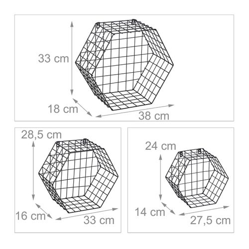 Set De Trois Étagères Murales Noires