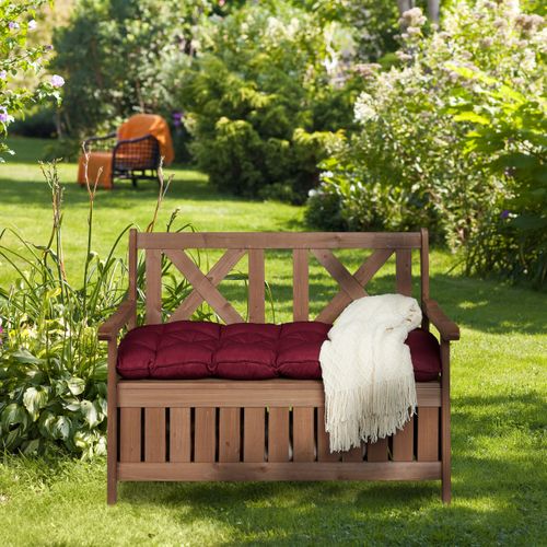 Banc De Jardin En Polyrotin 2 Places Avec Coussins Espace De Rangement 143 X 64 X 88 Cm Salon De