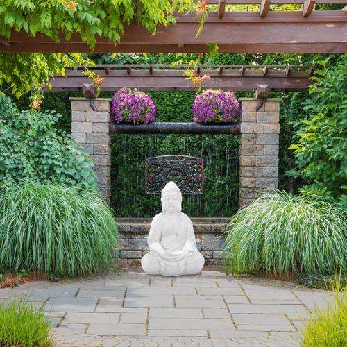 Statue Bouddha Jardin TERESA'S COLLECTIONS 36,5cm - Résine Étanché Intérieur Extérieur