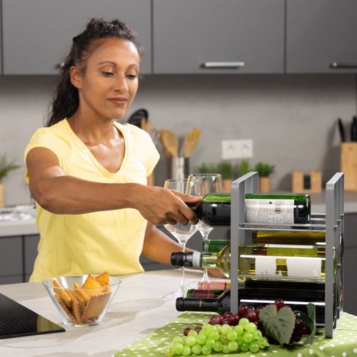 Cave A Vin Casier à Vin Relaxdays - Bambou Noir - 5 Bouteilles - 53x14x12cm - Stockage Horizontal Range Bouteille