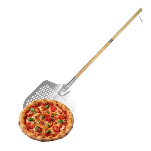 Lot 2x Pelle à Pizza Ronde 30,5 Cm - Manche Bois 79 Cm - Relaxdays - Idéal Pizza, Gâteau, Pain