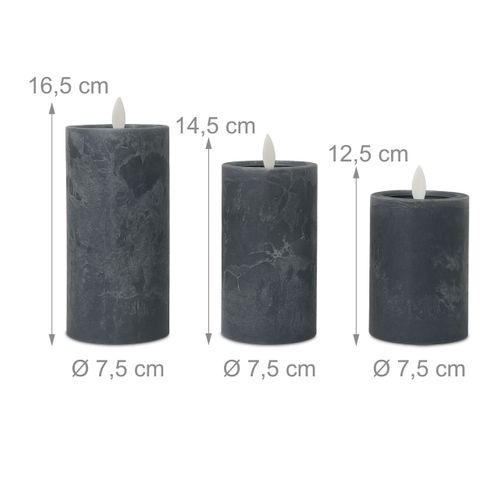 Lot De 3 Bougies LED Effet Béton