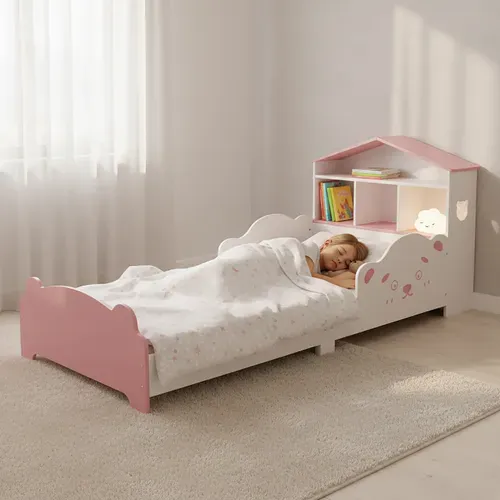 Lit D'enfant Avec Étagère-maison 70 x 140
