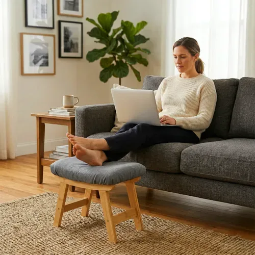 Repose-pieds Bambou et Tissu