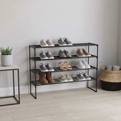 Étagère à Chaussures Métal, Plateaux Pvc