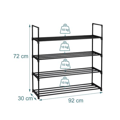 Étagère à Chaussures Métal, Plateaux Pvc
