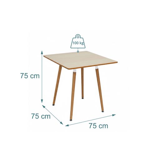 Table à Manger Carrée, Pieds En Bambou