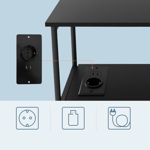 Table console étroite avec prise et port USB - 100 x 23 x 80 cm - Table d'appoint - Petite table d'exposition - Marron vintage - Noir - Pour couloir, foyer, salon - Gris vintage Table console étroite avec prise et port USB - 100 x 23 x 80 cm - Table d'appoint - Petite table d'exposition - Marron vintage - Noir - Pour couloir, foyer, salon - Gris vintage