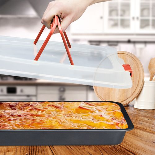 Lot De 2 Plaques De Cuisson Avec Couvercle Zenker - Acier Inoxydable Anti-adhésif - 42x29x7,5 Cm - Four Jusqu'à 230°C - 7