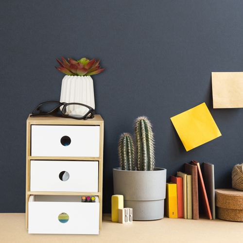 Organisateur De Bureau 3 Tiroirs Anthracite En Acier - Marque Relaxdays, Dimensions 17x16x17 Cm, Neuf