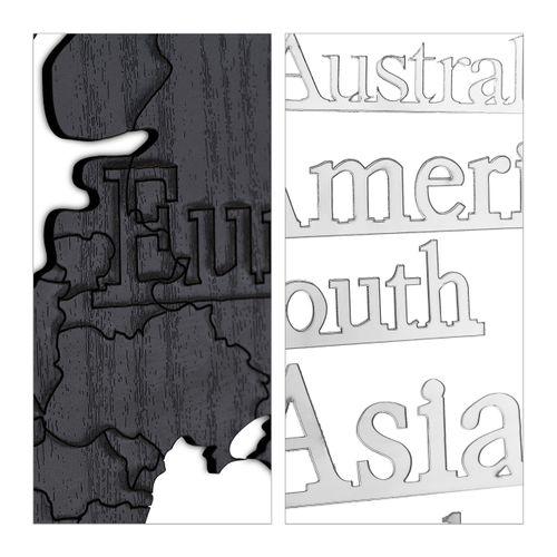 Carte Du Monde Décorative En Bois Avec 5 Horloges - 10 Villes En 3D, 61x113 Cm, Piles Non Incluses