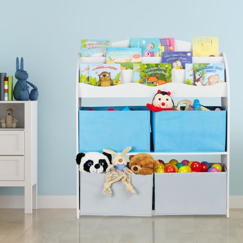 Étagère Pour Enfants 4 Boîtes Tissu Relaxdays - Rangement Chambre Multicolore Animaux Marins